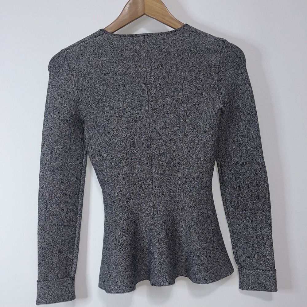 Theory Gray Knit Peplum Zip Jacket Stretch Minimalist Office Petite S - Picture 9 of 9